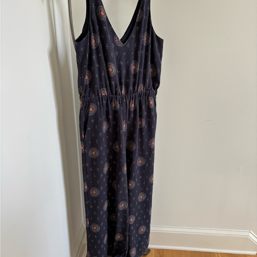 LOFT Navy Floral Jumpsuit